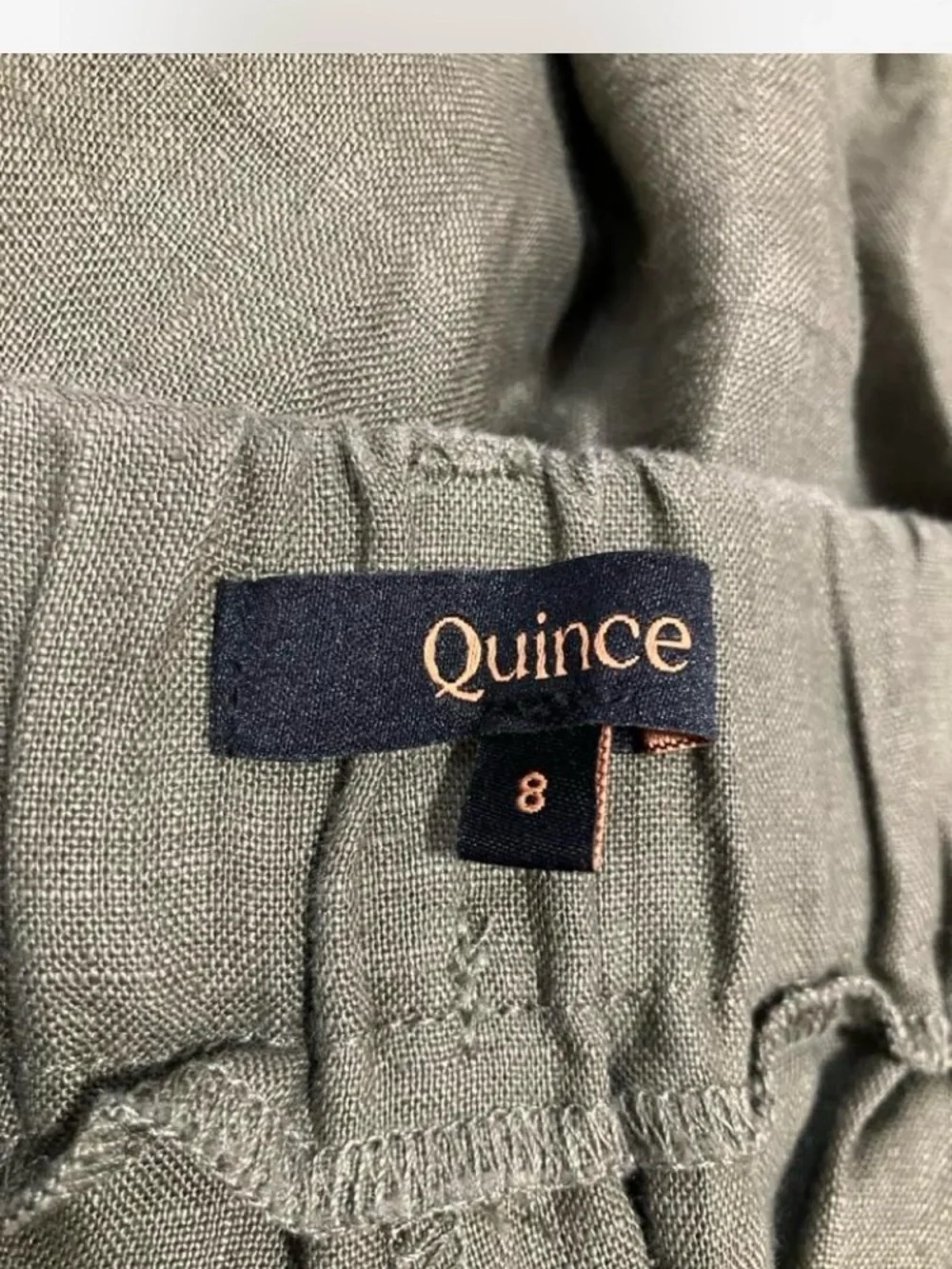 Quince Olive Green Wide-Leg Linen Chinos Womens Size 8